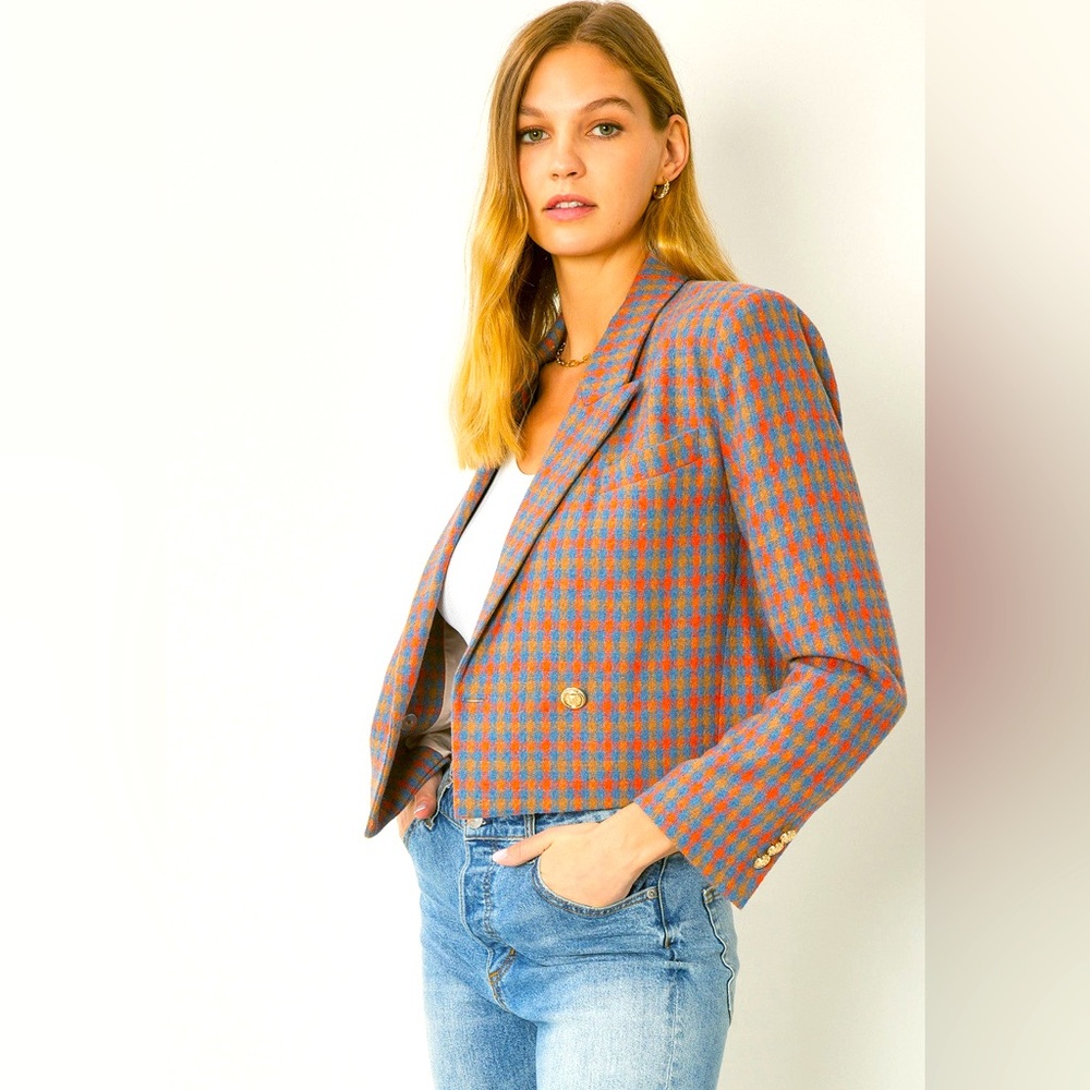entro Camel Plaid Blazer